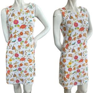 Jude Connally White Sleeveless Shealth Rainbow Floral Print Dress Size Small